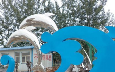 海洋精灵——镜面海豚动物标识雕塑