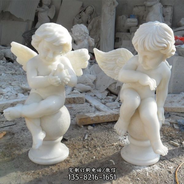 汉白玉石雕西方人物小天使雕塑