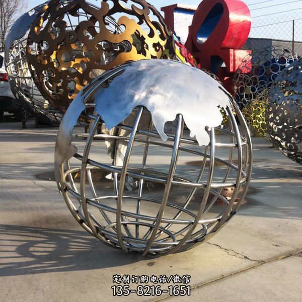 企业学校摆放不锈钢镂空地球仪城市景观雕塑