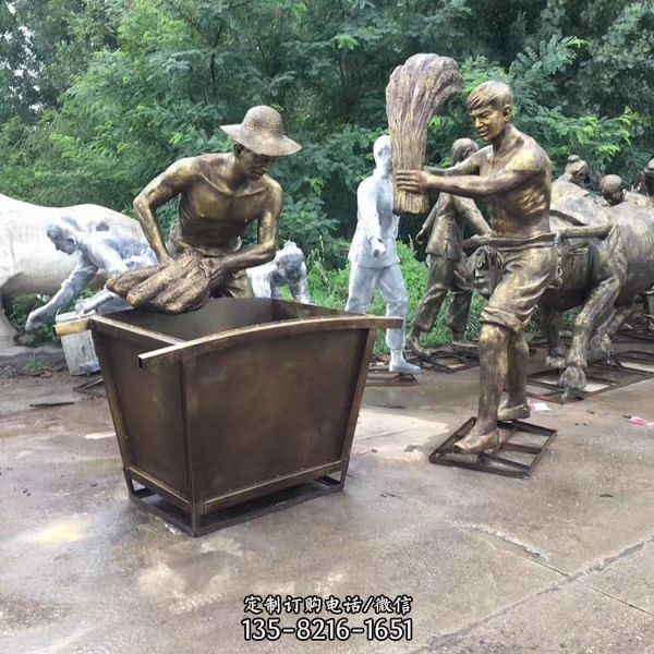 园林铸铜农民人物摆件雕塑