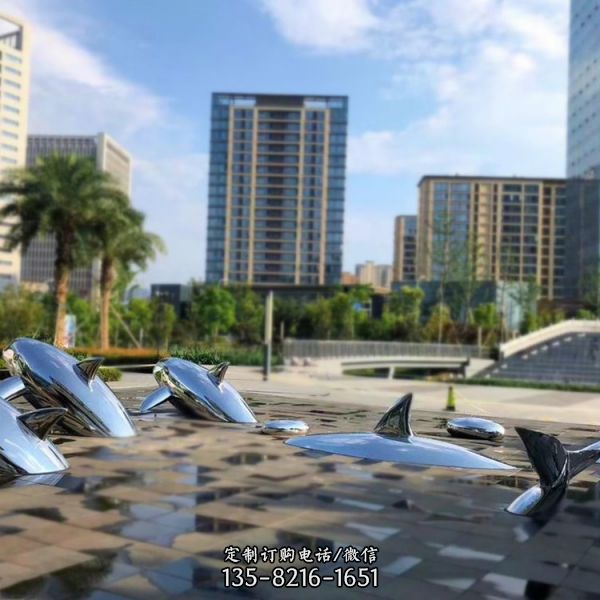 广场摆放304不锈钢海豚雕塑摆件（1）
