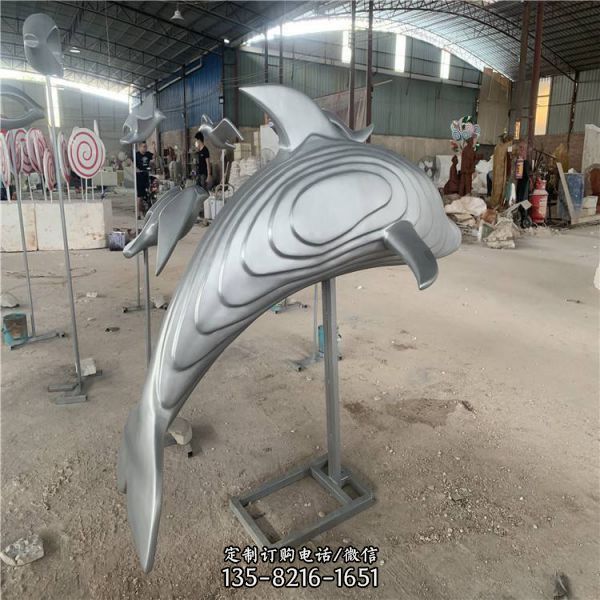 广场玻璃钢银色海豚主题公园雕塑（2）