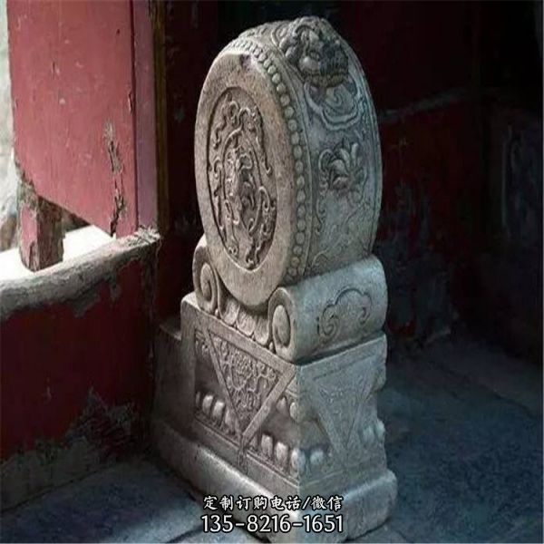 古建园林做旧抱鼓石 中式传统门鼓石摆件 雕塑（1）