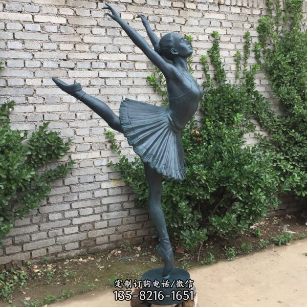 公园创意玻璃钢仿铜园林景区女孩跳舞雕塑（2）