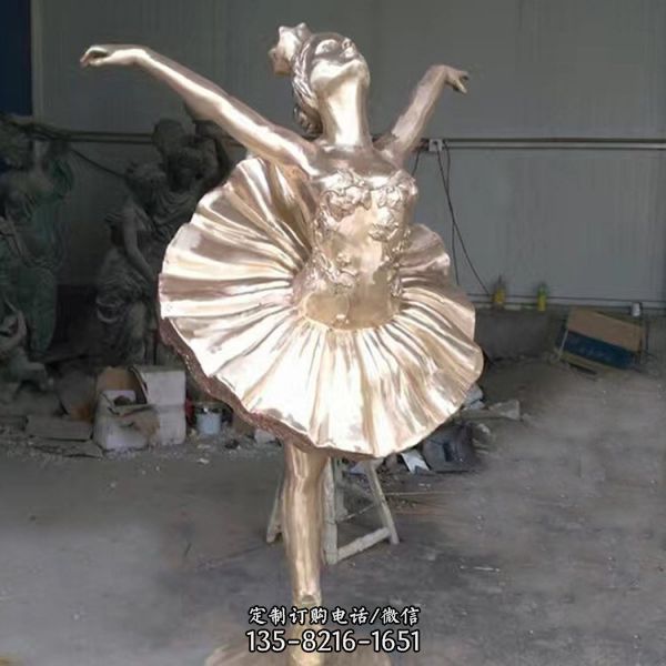 公园创意玻璃钢仿铜园林景区女孩跳舞雕塑（4）