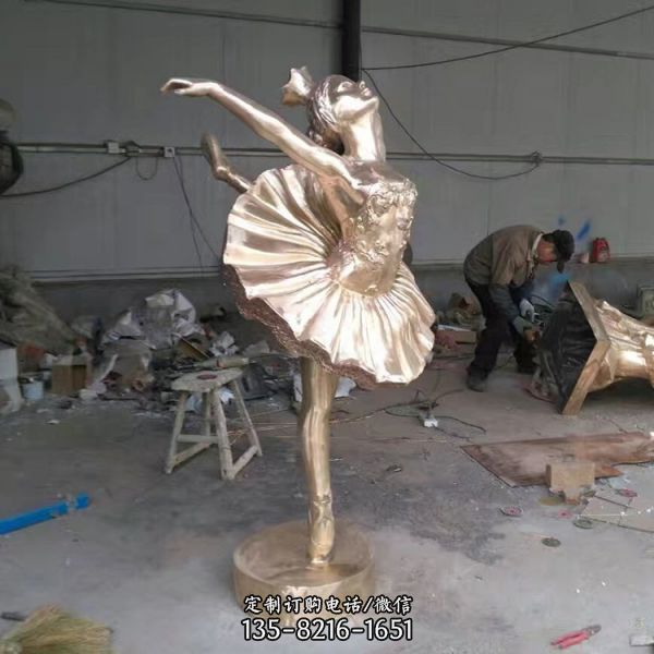 公园创意玻璃钢仿铜园林景区女孩跳舞雕塑（1）