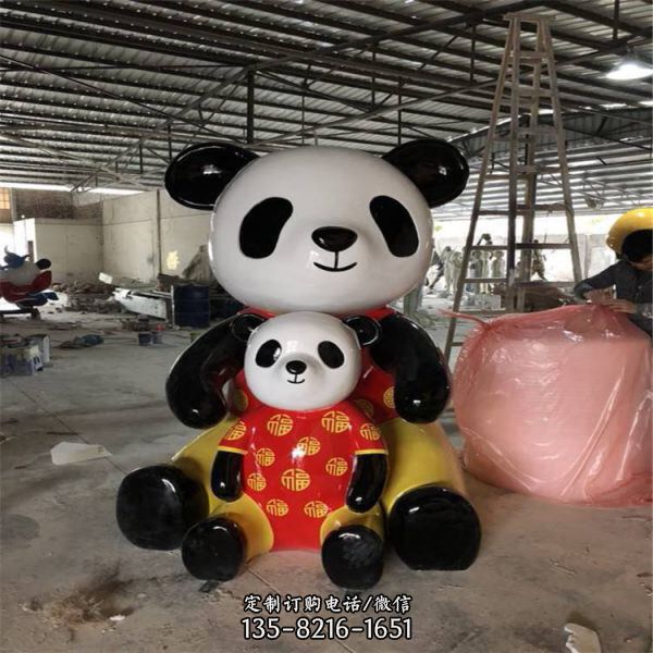 玻璃钢卡通功夫熊猫造型游乐园商场摆件雕塑（3）