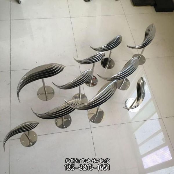 大型不锈钢镜面海洋动物 跳跃的海豚雕塑（4）
