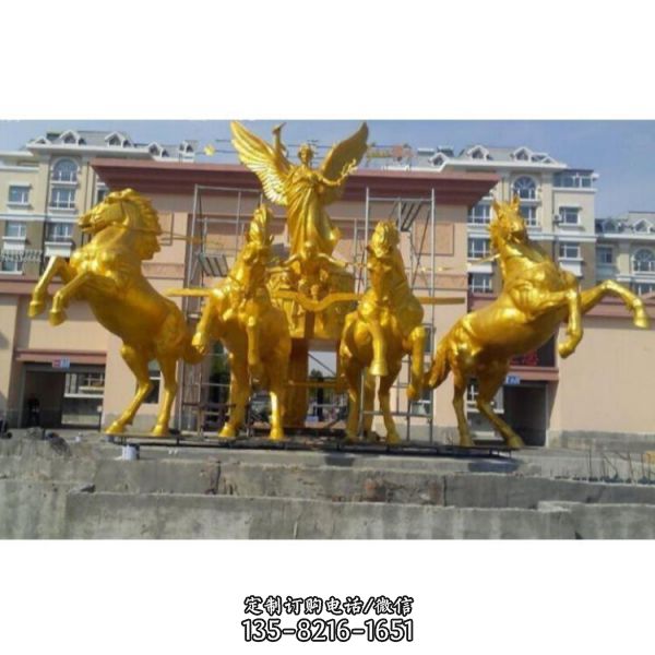 大型广场摆放黄铜铸造西方人物骑马景观雕塑