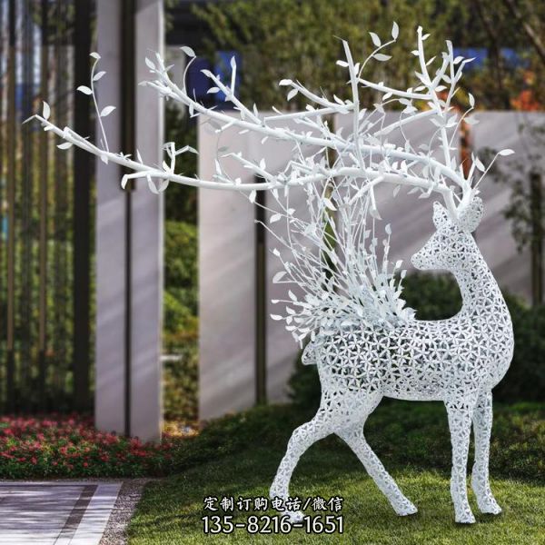 公园景区创意不锈钢镂空梅花鹿雕塑