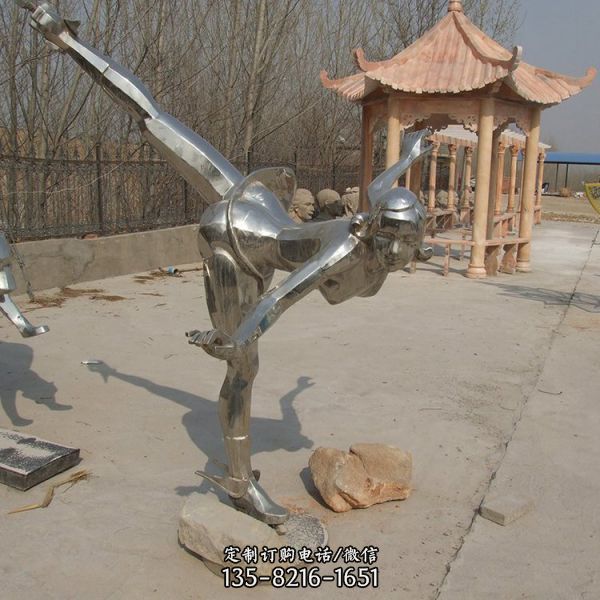不锈钢镜面运动人物雕塑 校园摆件 公园广场景观（1）