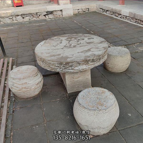 大理石石雕户外景观石桌石凳雕塑