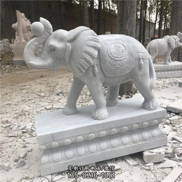 大理石石雕户外园林动物景观大象