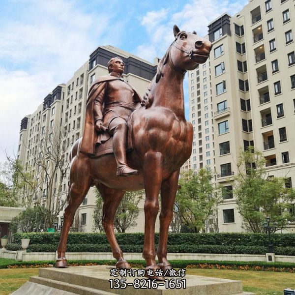 玻璃钢仿铜户外园林景观广场骑马的人物雕塑，具有外表…