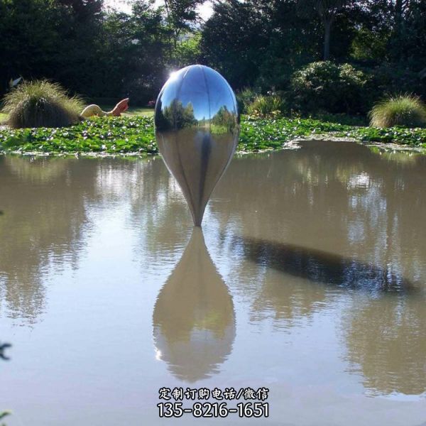 公园广场景观镜面不锈钢水滴造型雕塑