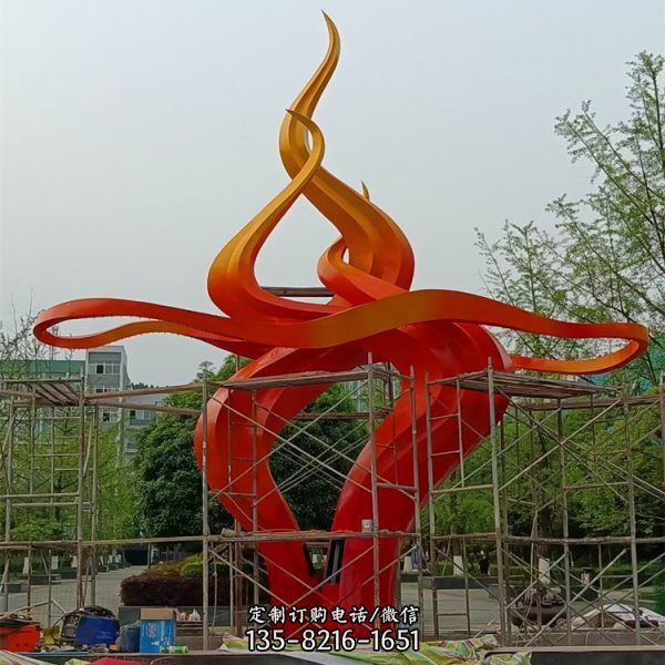不锈钢火焰火苗雕塑 小区大型景观火炬造型摆件
