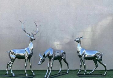 不锈钢抽象园林景观鹿雕塑