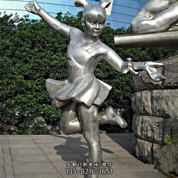 跳舞的女孩人物雕塑 金属不锈钢校园广场雕塑户外摆件
