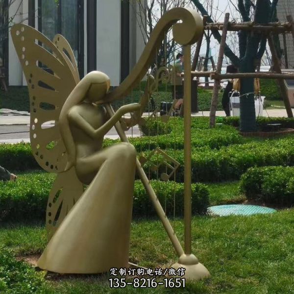 公园不锈钢跳舞的蝴蝶女孩雕塑（4）