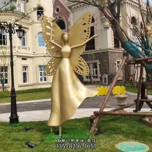 公园不锈钢跳舞的蝴蝶女孩雕塑（3）