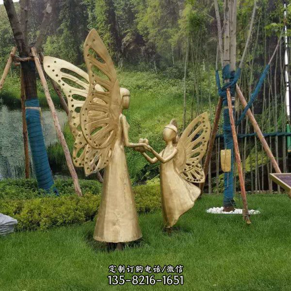 公园不锈钢跳舞的蝴蝶女孩雕塑（2）