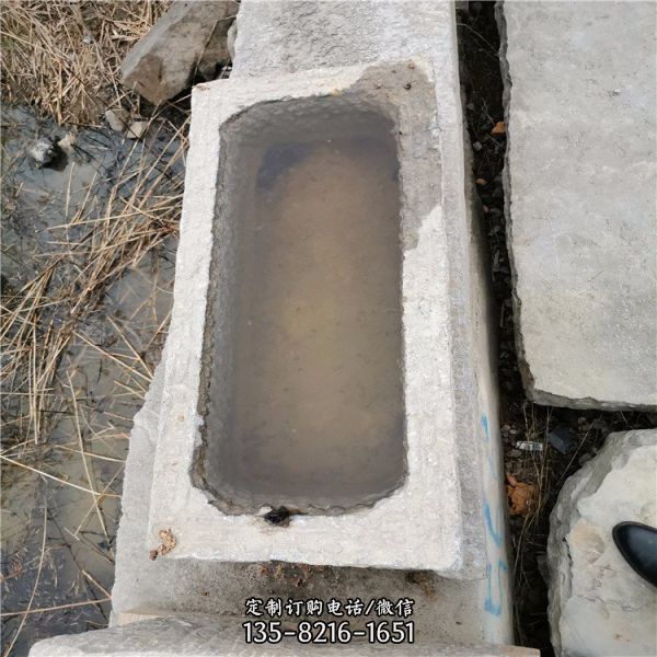 民间天然老旧石缸马槽猪槽石槽子_庭院装饰石槽流水石器（4）