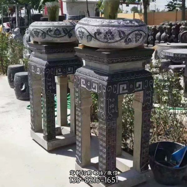 中式仿古石抱鼓 景区青石做旧抱鼓石 雕塑（5）