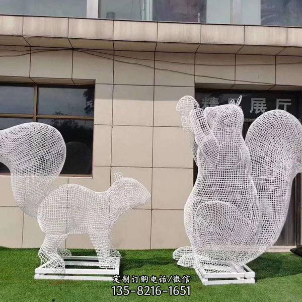 不锈钢户外铁艺镂空松鼠动物雕塑 公园林景观雕塑（5）