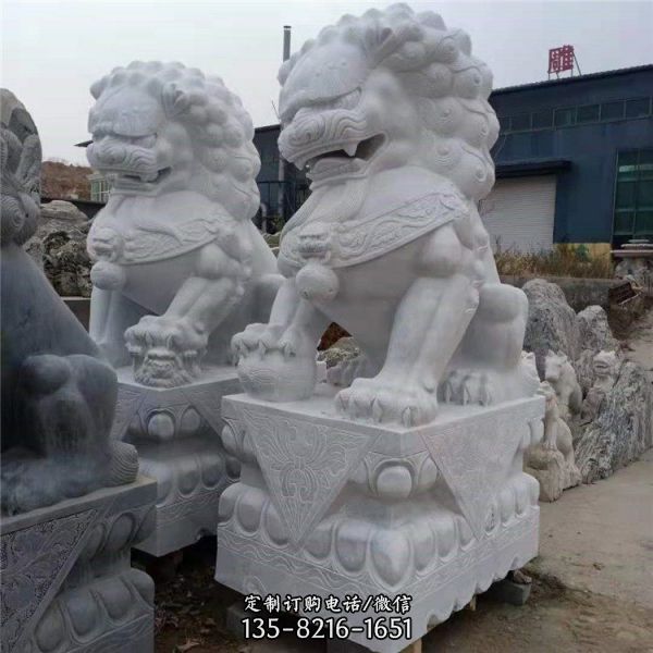 石雕园林庭院门口大型石材狮子雕塑（3）