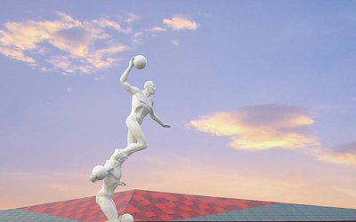 “对抗”——户外广场玻璃钢抽象运动打球人物雕塑