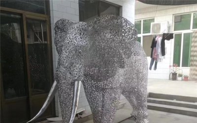 大象照亮你的梦想——镂空不锈钢照明景观摆件大象雕塑