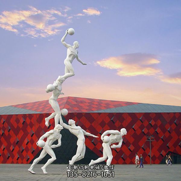 “对抗”——户外广场玻璃钢抽象运动打球人物雕塑