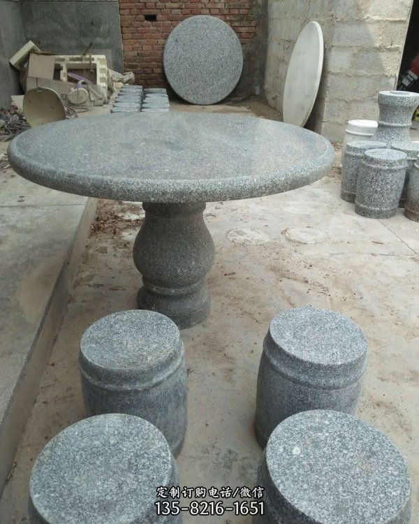 大理石石雕户外园林景观石桌石凳雕塑