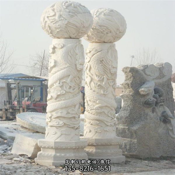 户外大型石雕龙柱雕塑