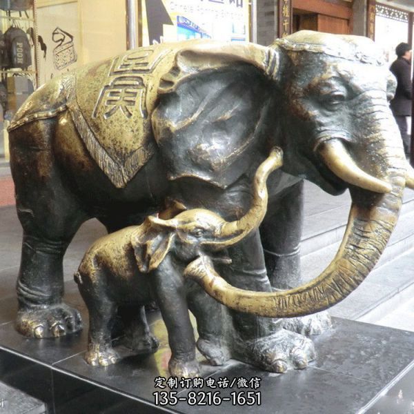 酒店会所城市街道玻璃钢仿铜园林景观摆件大象雕塑