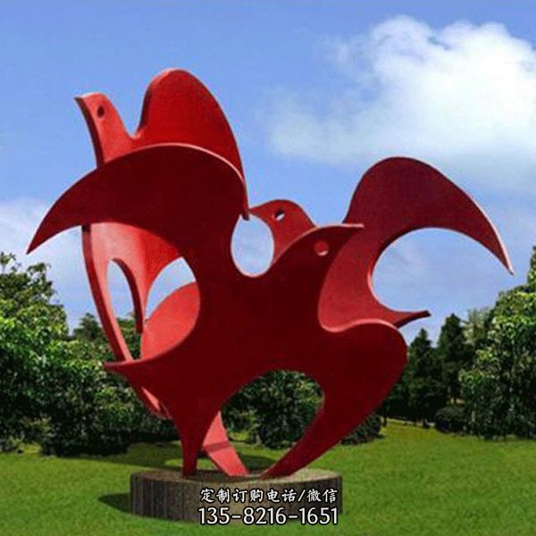 抽象和平鸽飞鸽雕塑金属不锈钢动物摆件（6）
