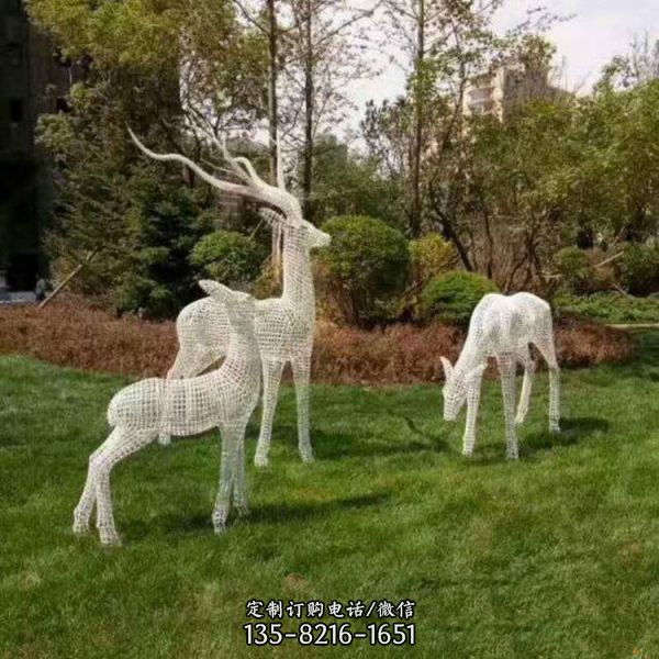公园绿地摆放不锈钢镂空鹿景观雕塑/玻璃钢鹿雕塑（2）