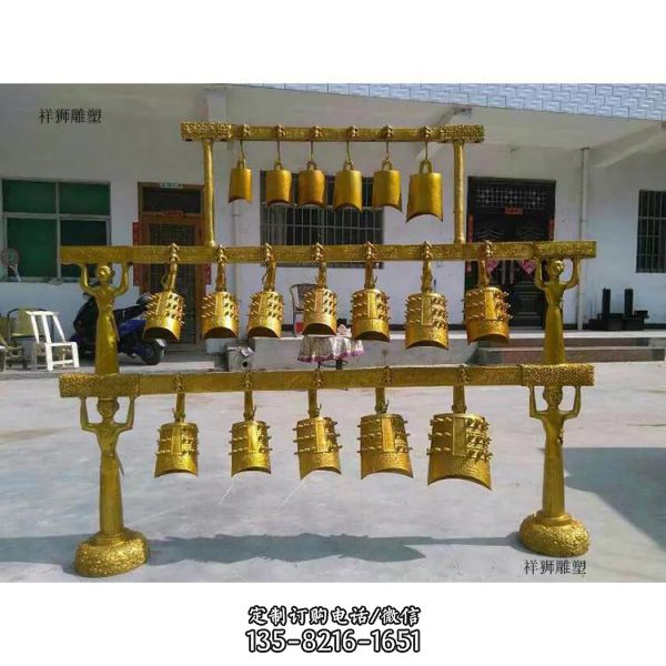 寺院商代铜器仿古黄铜编钟挂钟摆件（6）