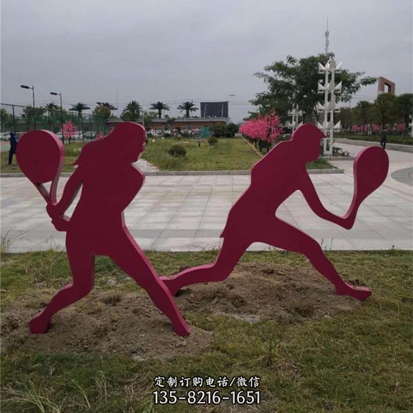 园林广场摆放不锈钢体育运动剪影人物雕塑