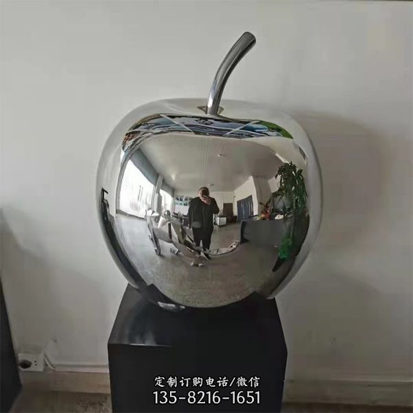 镜面不锈钢户外创意苹果雕塑