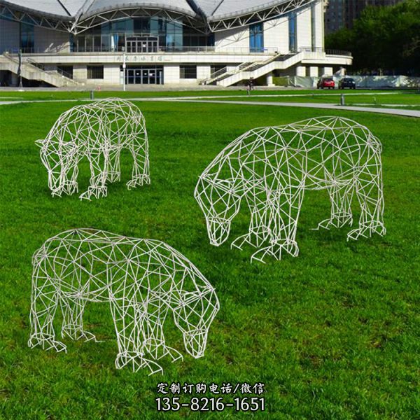 草坪小区景观大型摆件不锈钢雕塑金属丝镂空户外铁艺抽象发光动物摆件（3）