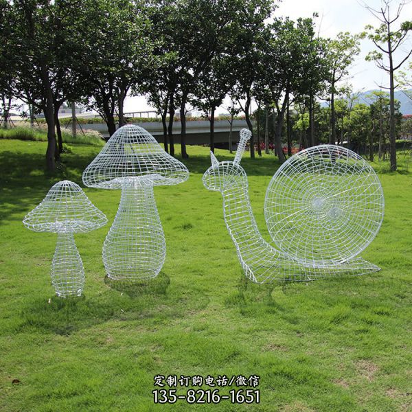 草坪小区景观大型摆件不锈钢雕塑金属丝镂空户外铁艺抽象发光动物摆件（2）