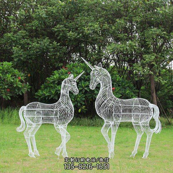 草坪小区景观大型摆件不锈钢雕塑金属丝镂空户外铁艺抽象发光动物摆件（4）