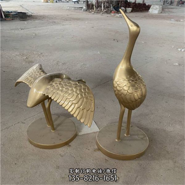 玻璃钢仿铜户外水景动物抽象火烈鸟雕塑