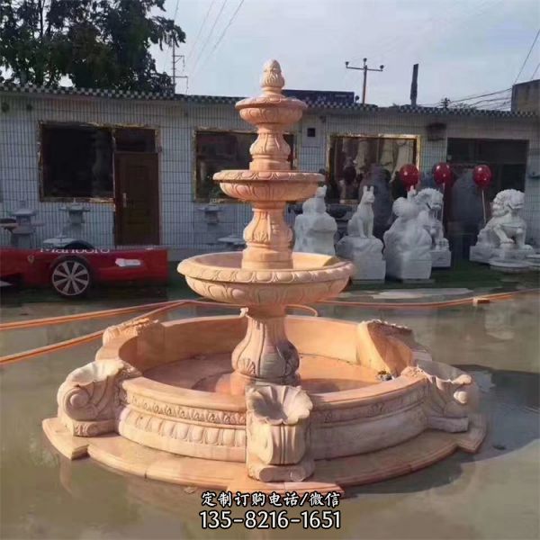 别墅小区欧式晚霞红石雕喷泉雕塑（1）