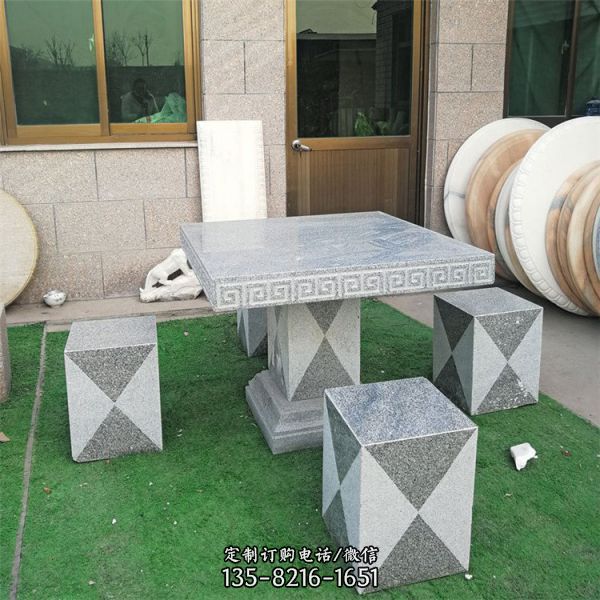 大理石石雕庭院家用方形石桌石凳