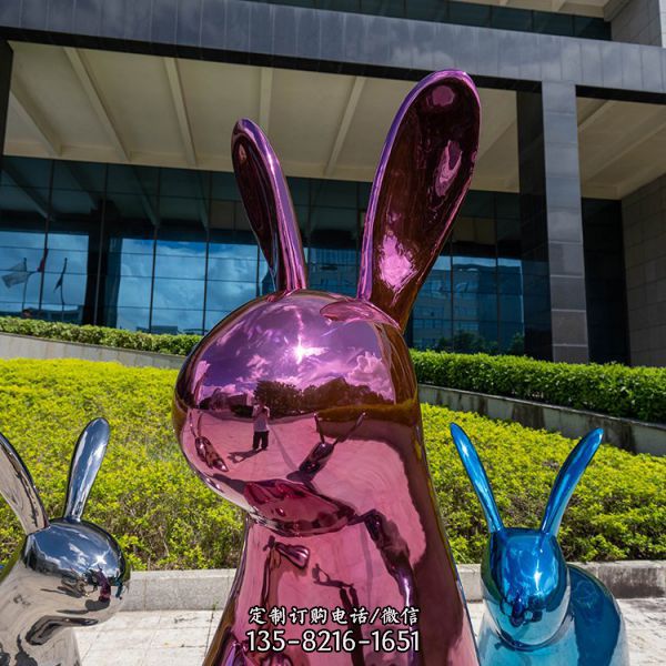 广场商场公园景观 不锈钢兔子摆件景观雕塑（2）