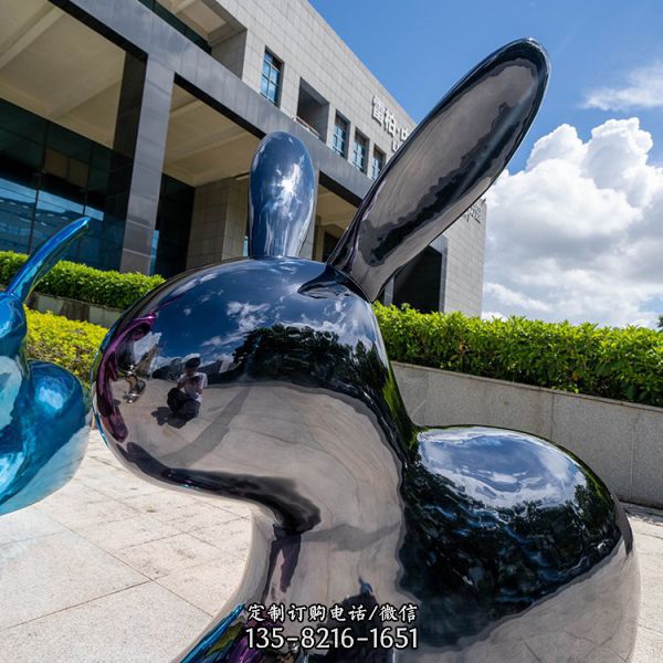 广场商场公园景观 不锈钢兔子摆件景观雕塑（3）