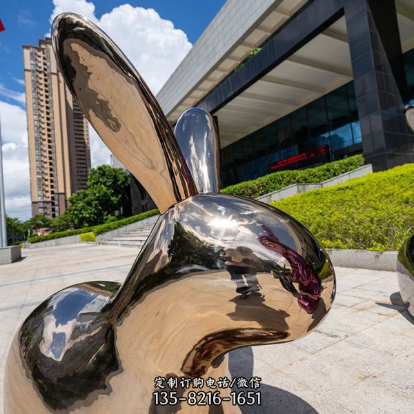 广场商场公园景观 不锈钢兔子摆件景观雕塑（4）
