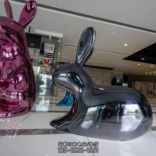 广场商场公园景观 不锈钢兔子摆件景观雕塑（6）